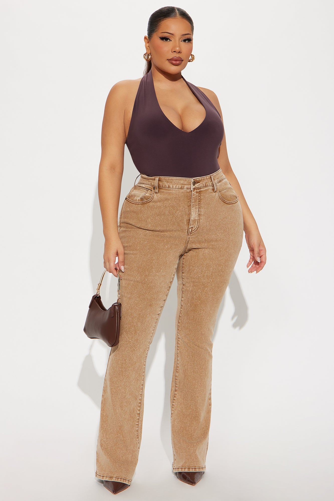 Highly Motivated Mid Rise Bootcut Jeans - Tan