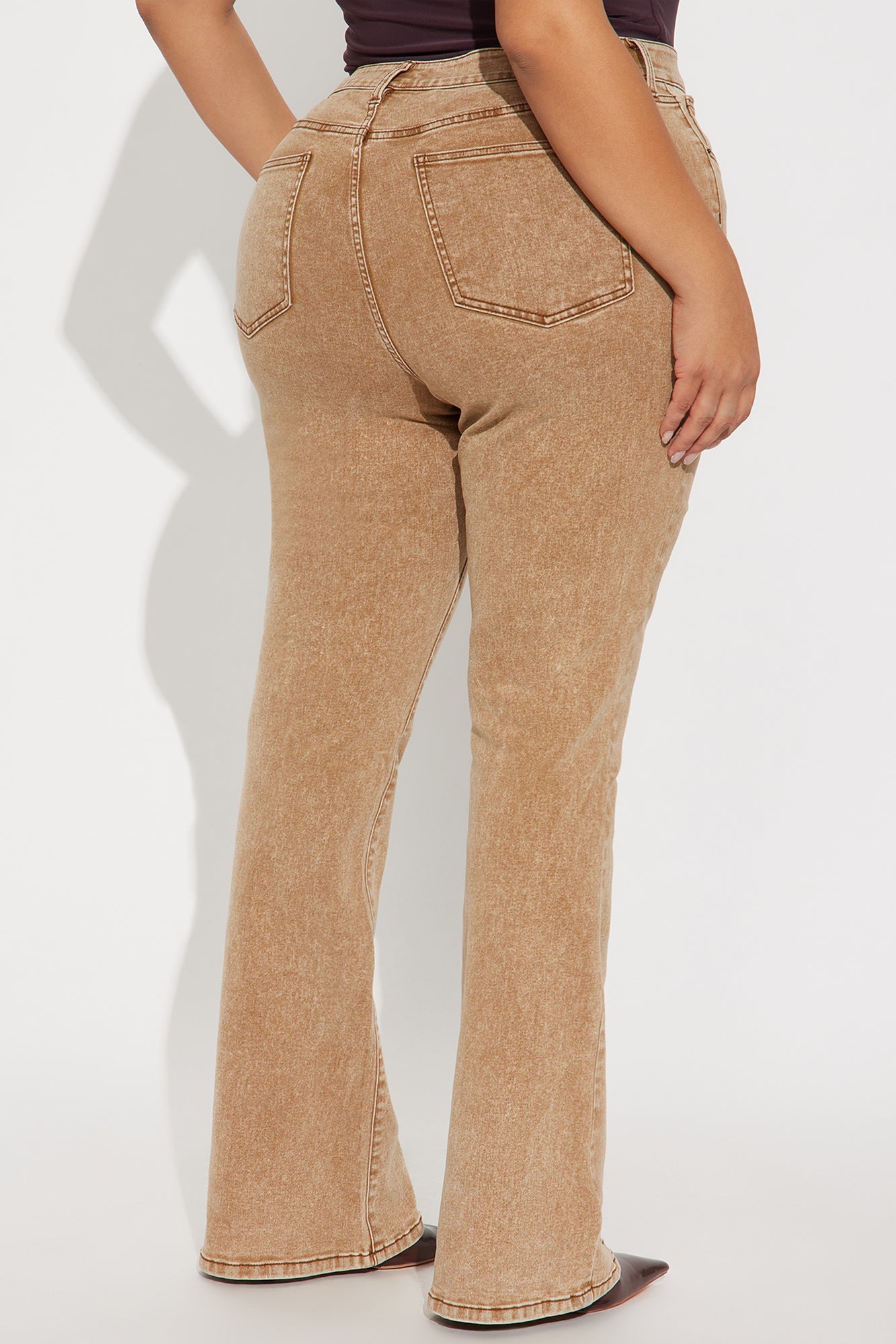 Highly Motivated Mid Rise Bootcut Jeans - Tan