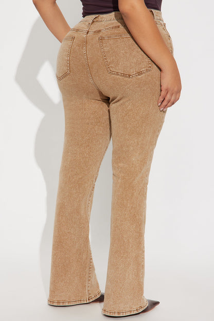 Highly Motivated Mid Rise Bootcut Jeans - Tan