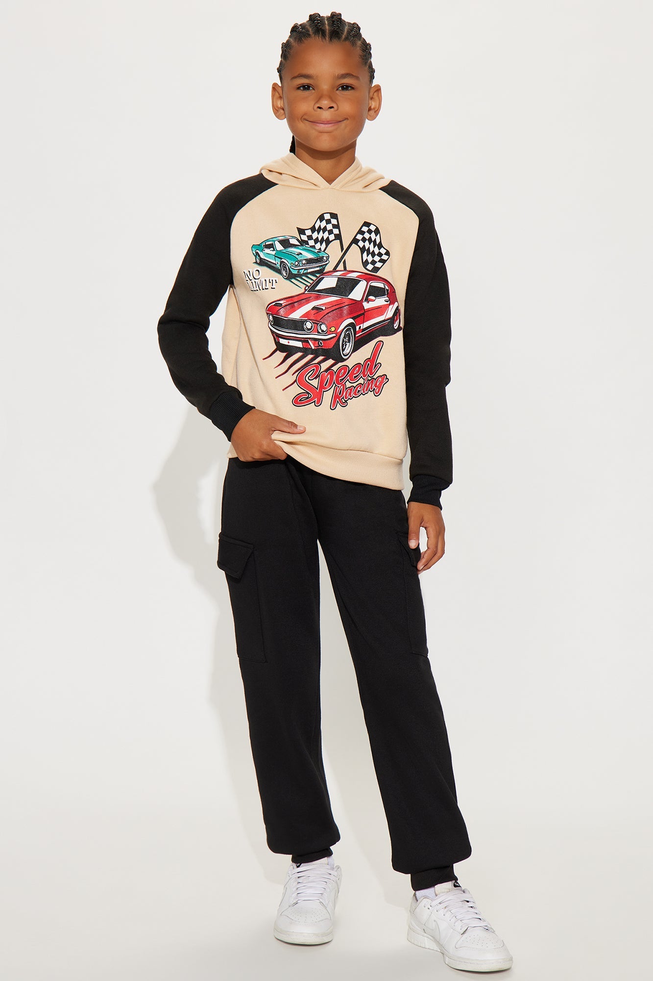 Mini Speed Racing Hoodie And Jogger Pant Set - Sand/combo