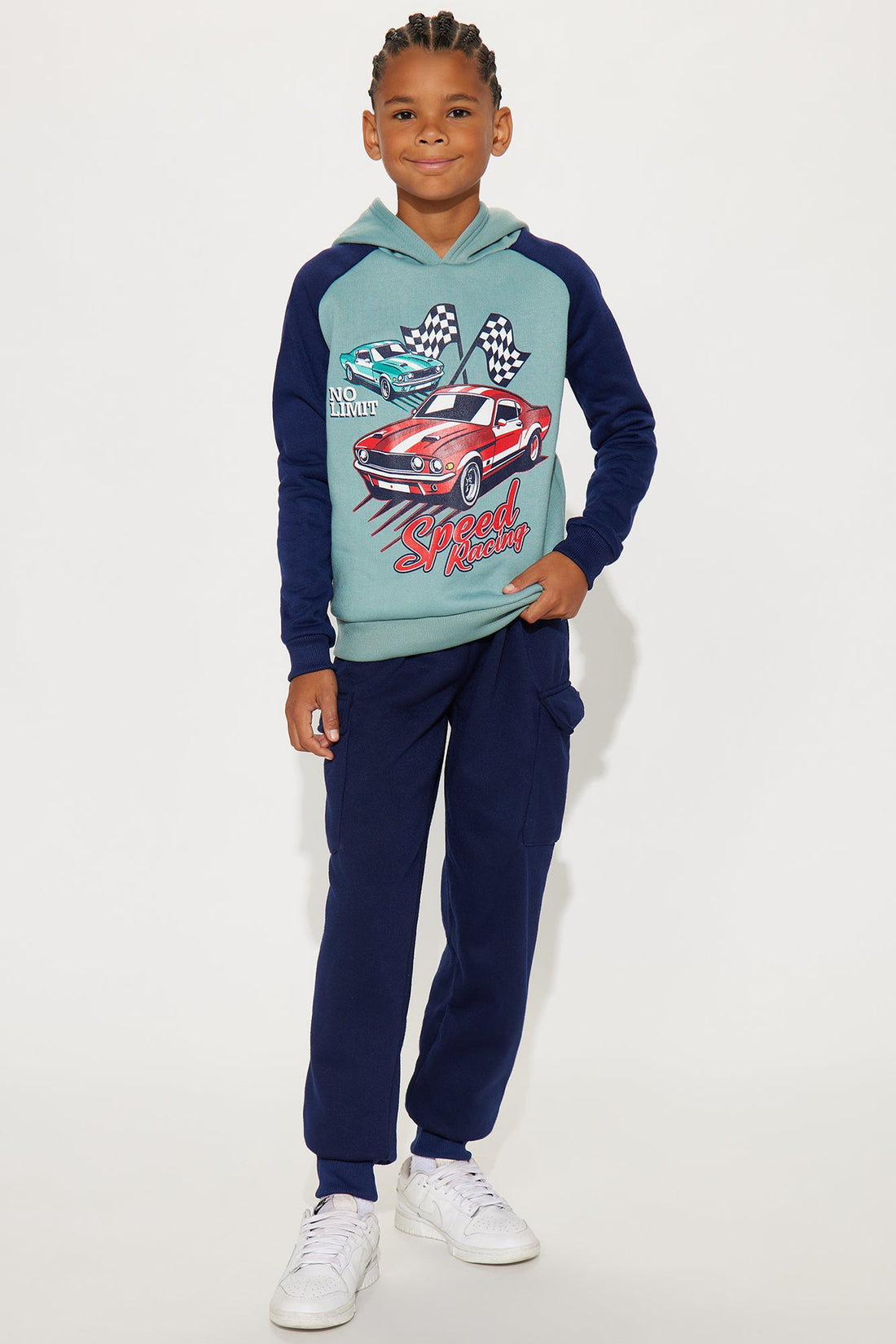 Mini Speed Racing Hoodie And Jogger Pant Set - Blue/combo
