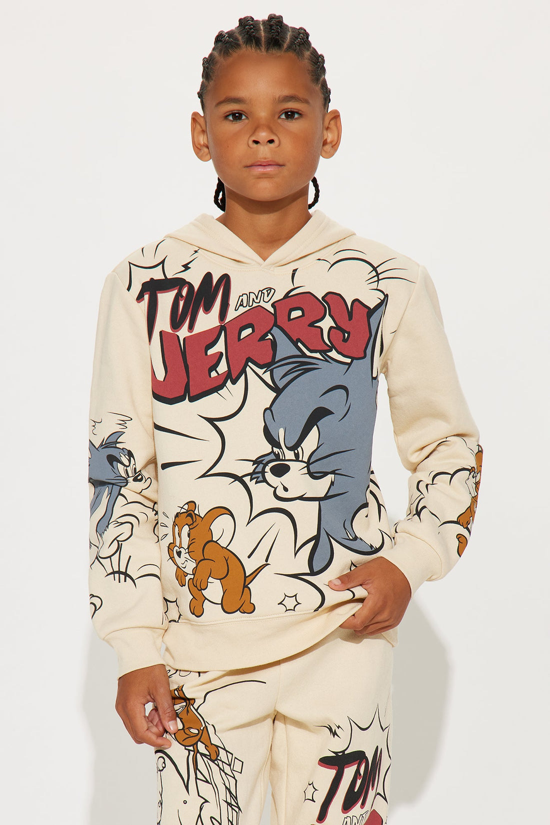 Mini Tom &amp; Jerry Hoodie And Jogger Pant Set - Natural