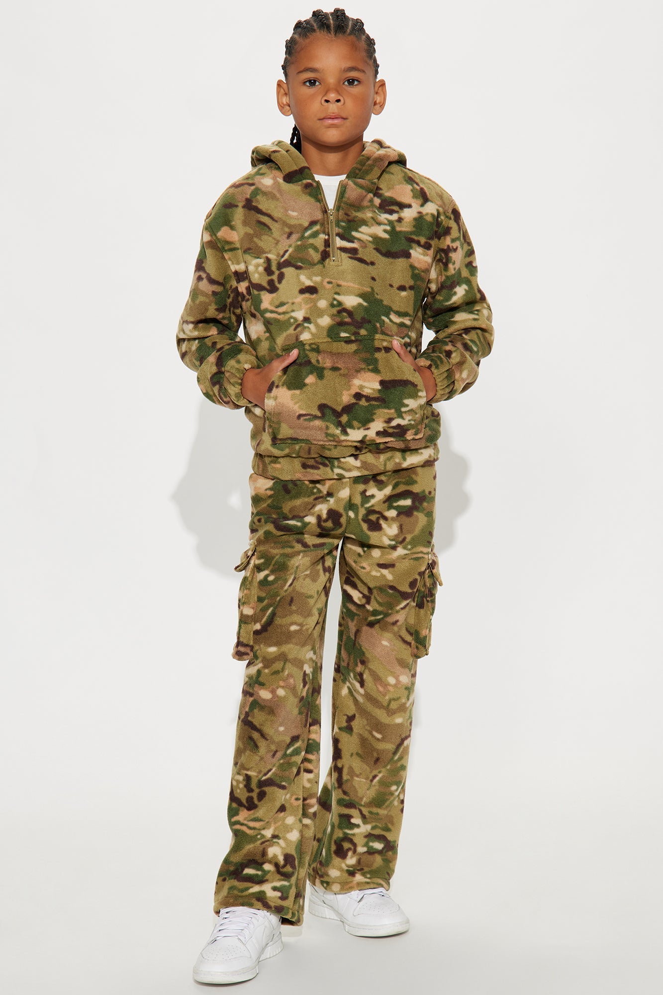 Mini Baggy Camo Cargo Fleece Pants - Camouflage