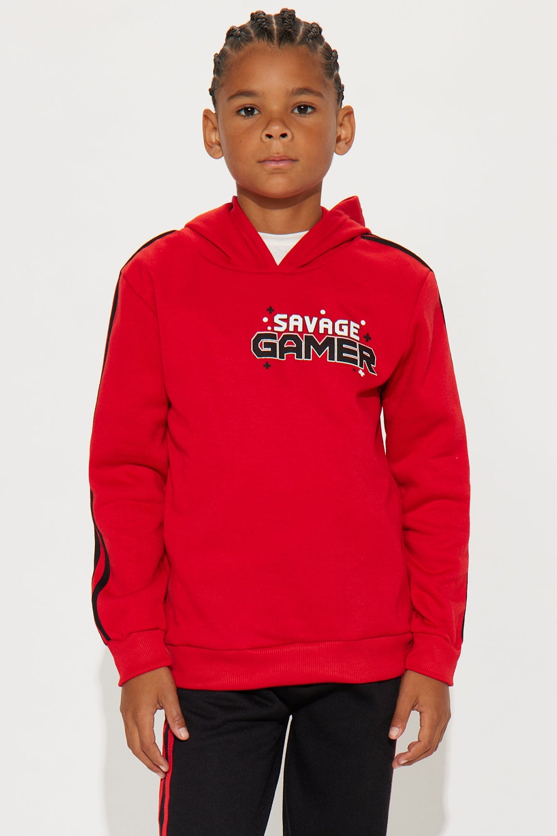 Mini Savage Gamer Pullover Hoodie And Jogger Pant Set - Red/combo