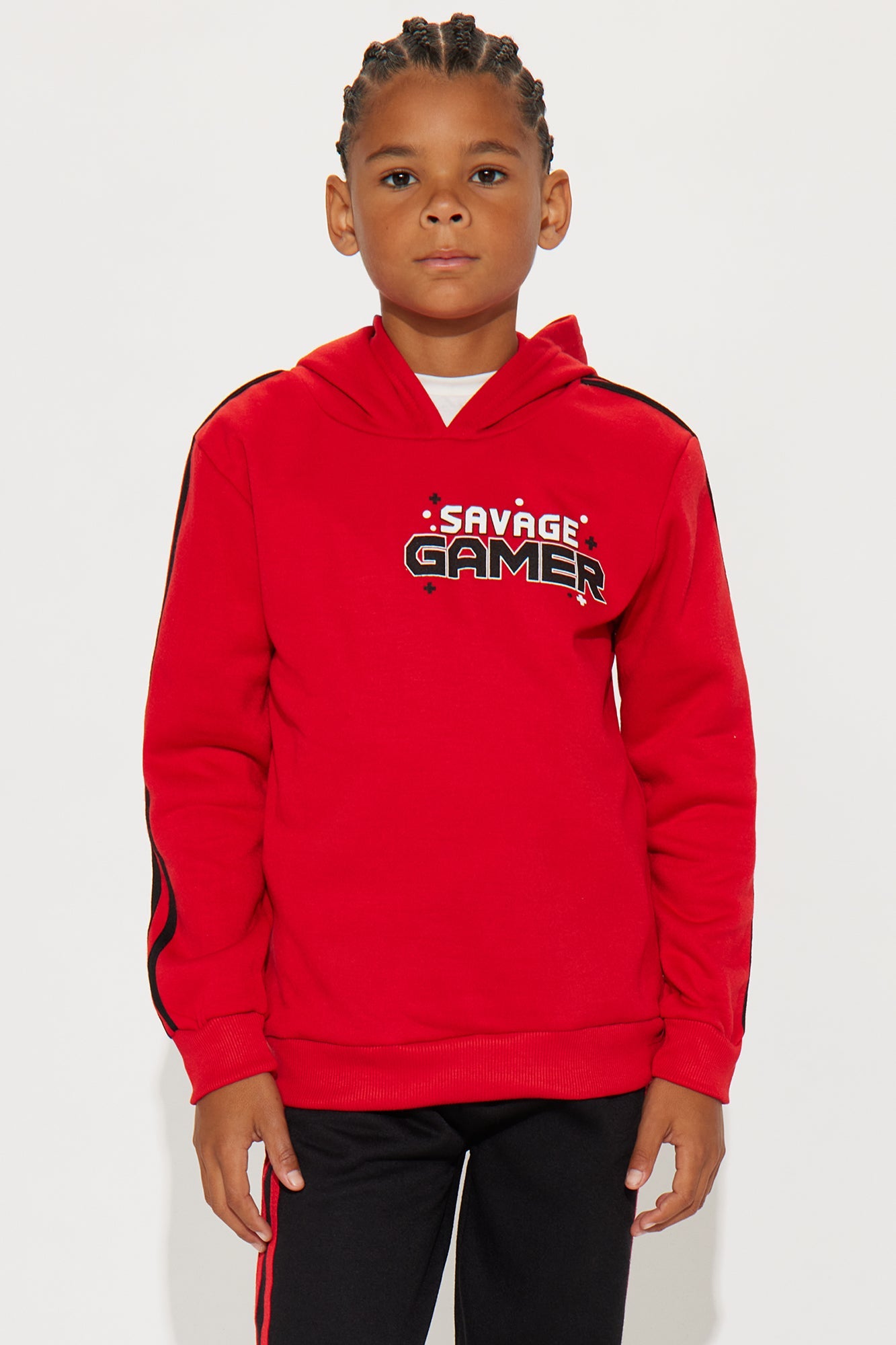Mini Savage Gamer Pullover Hoodie And Jogger Pant Set - Red/combo