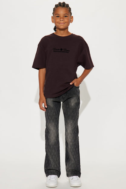 Mini Drilled Slim Stacked Flare Jeans - Black Wash