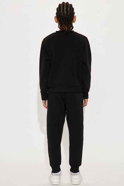 Mini Keep Hustling Sweatshirt And Jogger Pant Set - Black