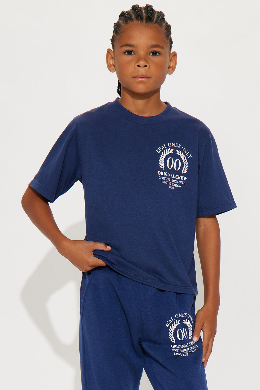 Mini Real Ones Only Front/Back T-Shirt And Pant Set - Navy