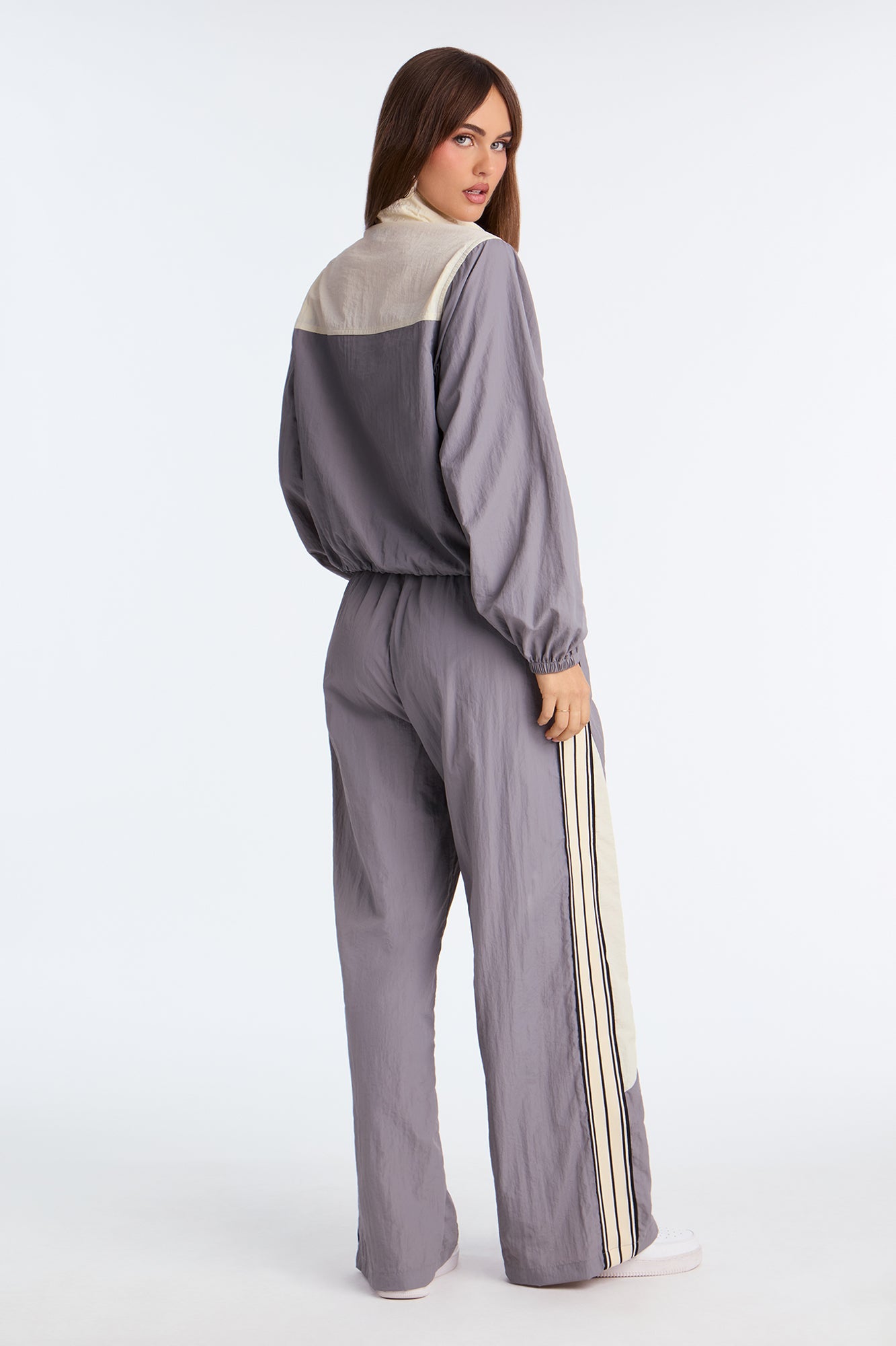 Sunday Mood Windbreaker Pant Set - Grey