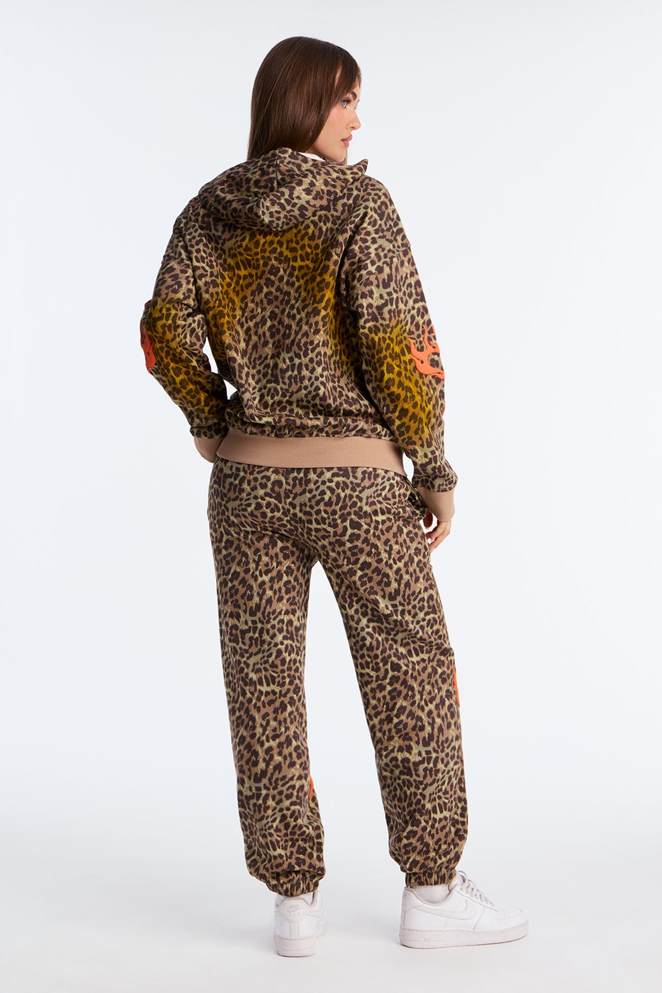 Hot Streak Leopard Fleece Jogger Set - Grey/combo