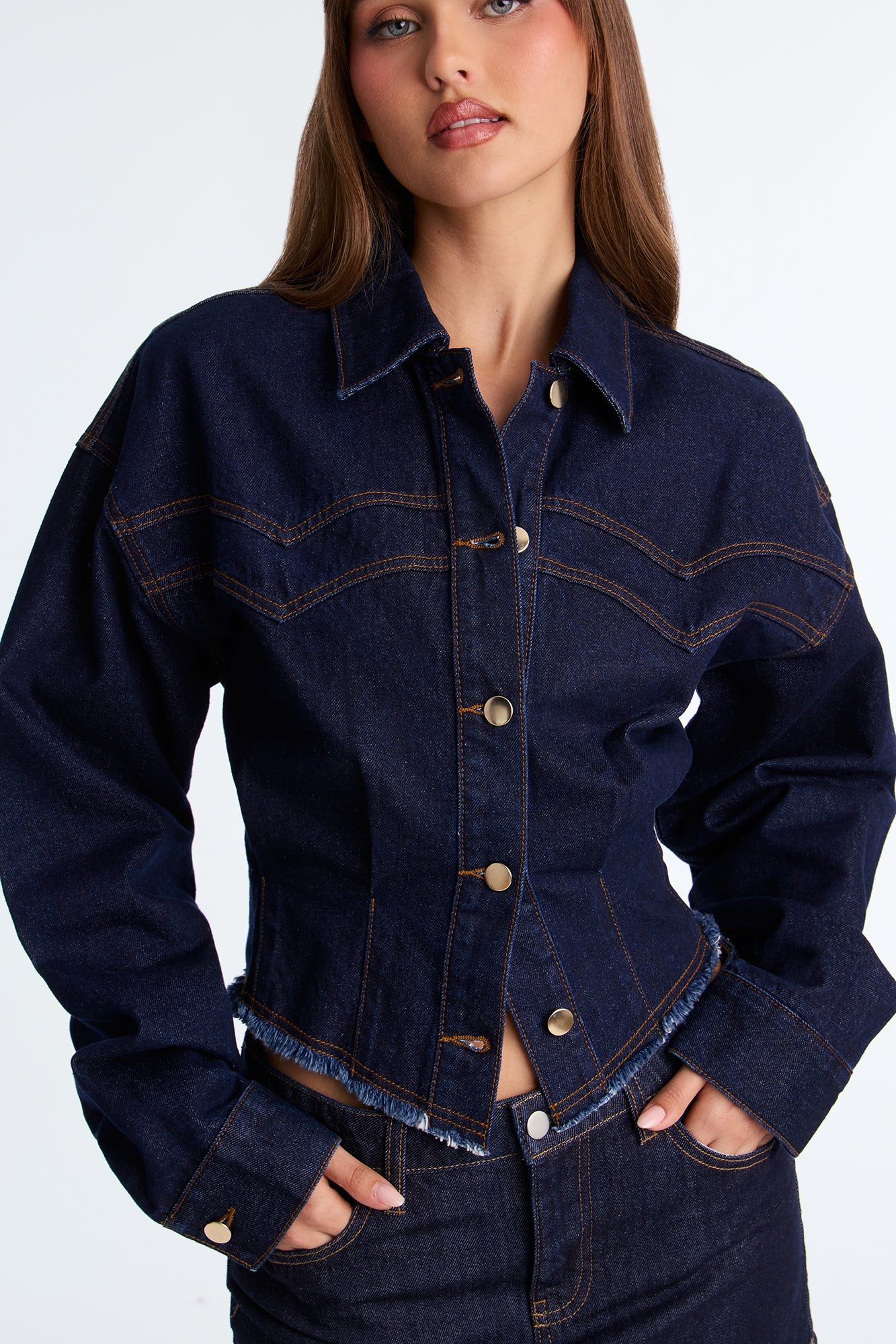 Western Way Back Cinch Denim Jacket - Dark Wash