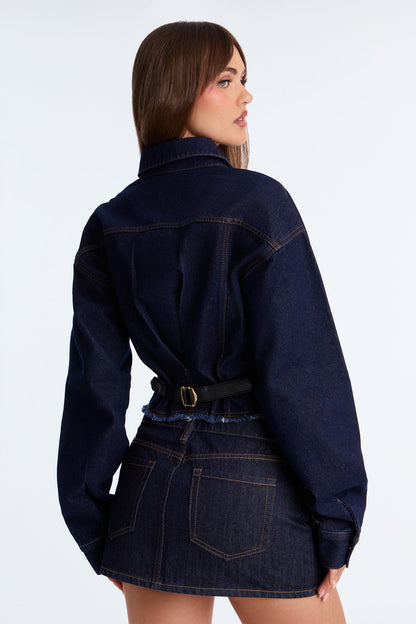 Western Way Back Cinch Denim Jacket - Dark Wash