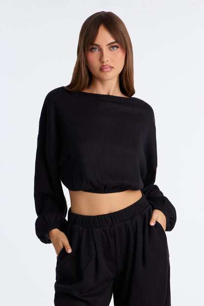 Homebody Wide Leg Pant Set - Black