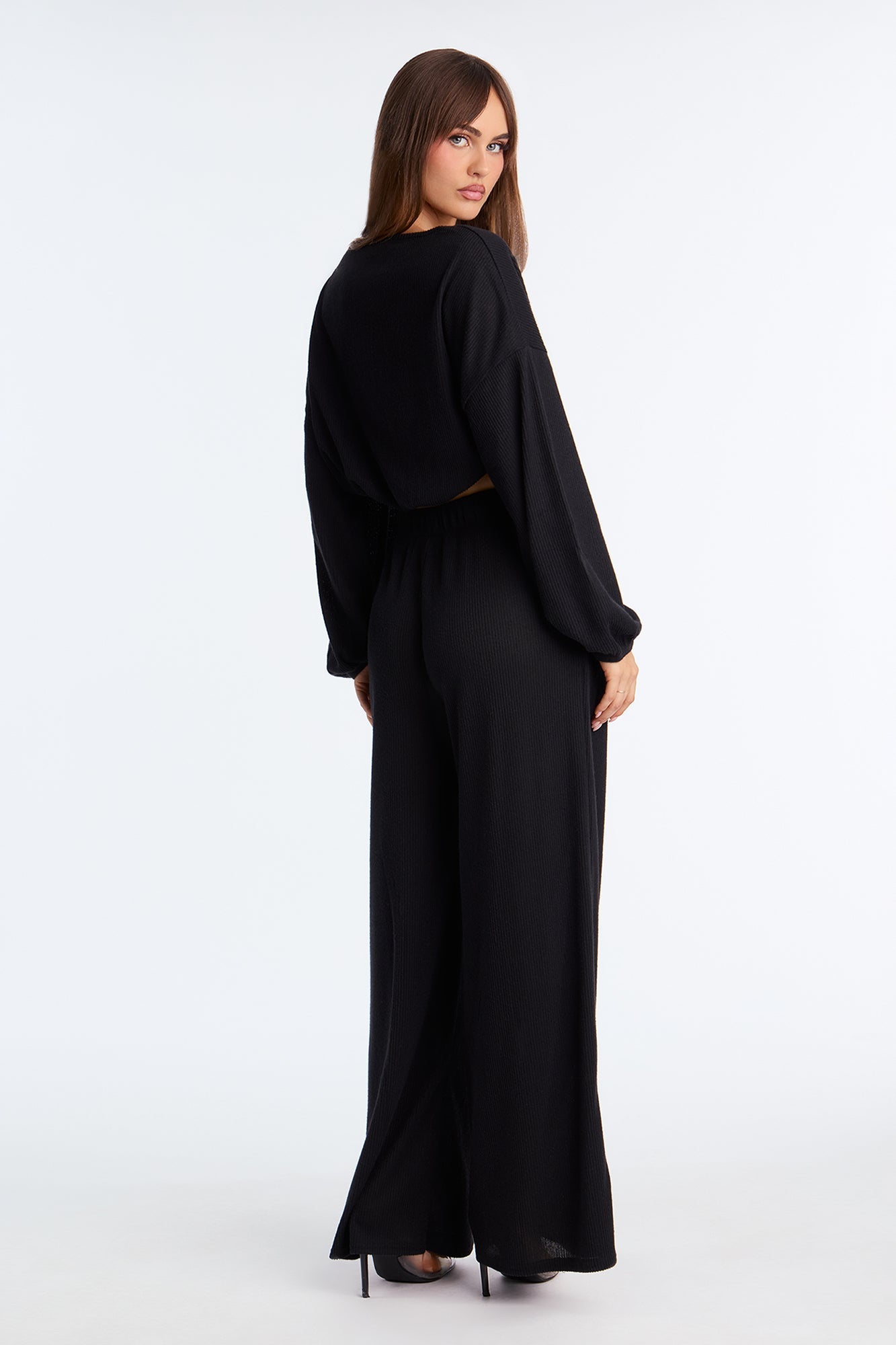 Homebody Wide Leg Pant Set - Black