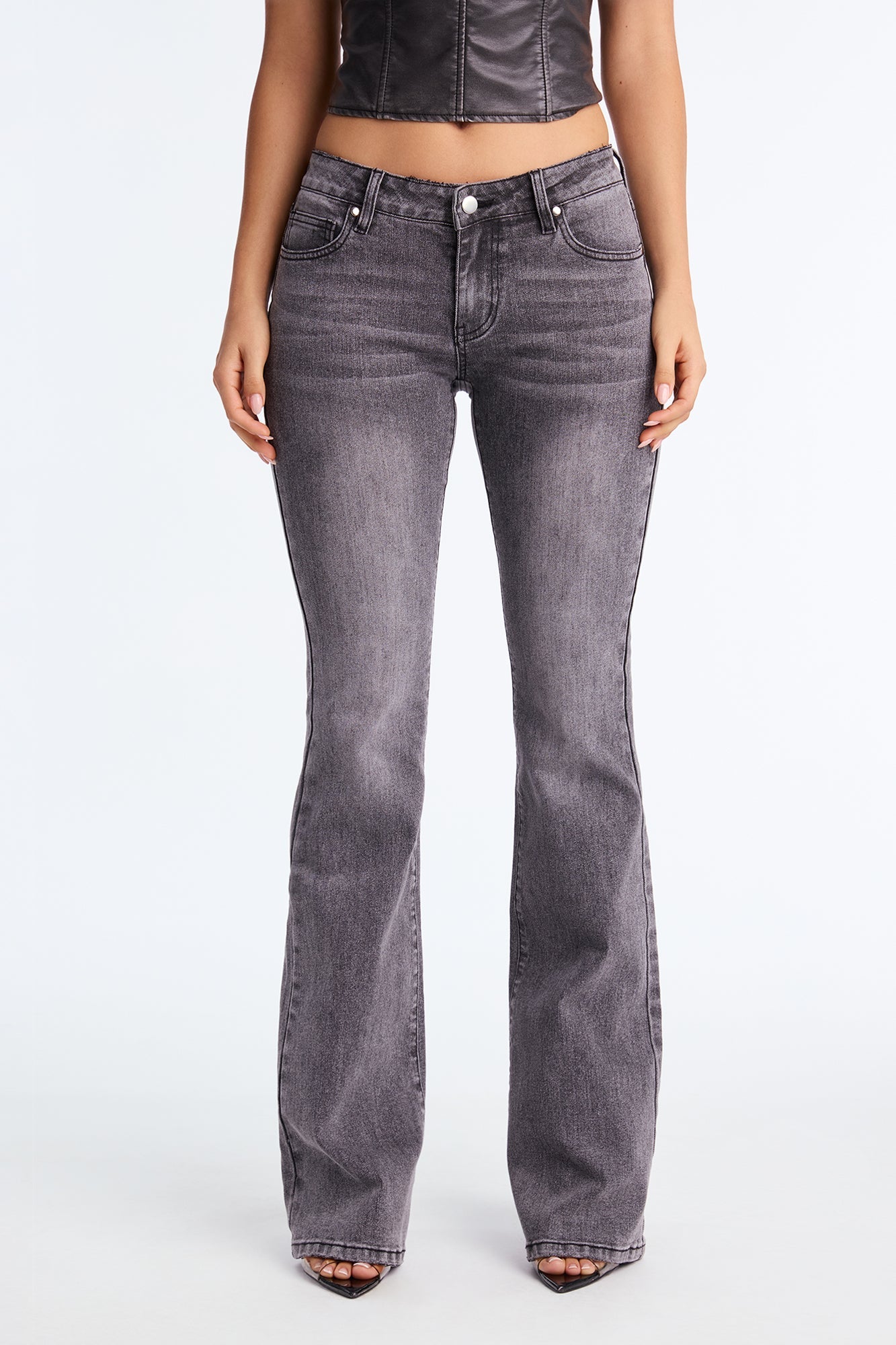 Hudson Street Low Rise Flare Jeans - Grey