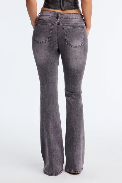 Hudson Street Low Rise Flare Jeans - Grey