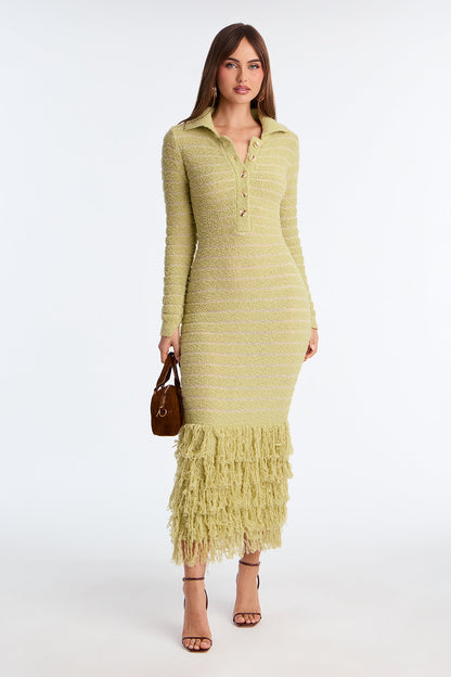 Not Too Much Sweater Maxi Dress - Lime