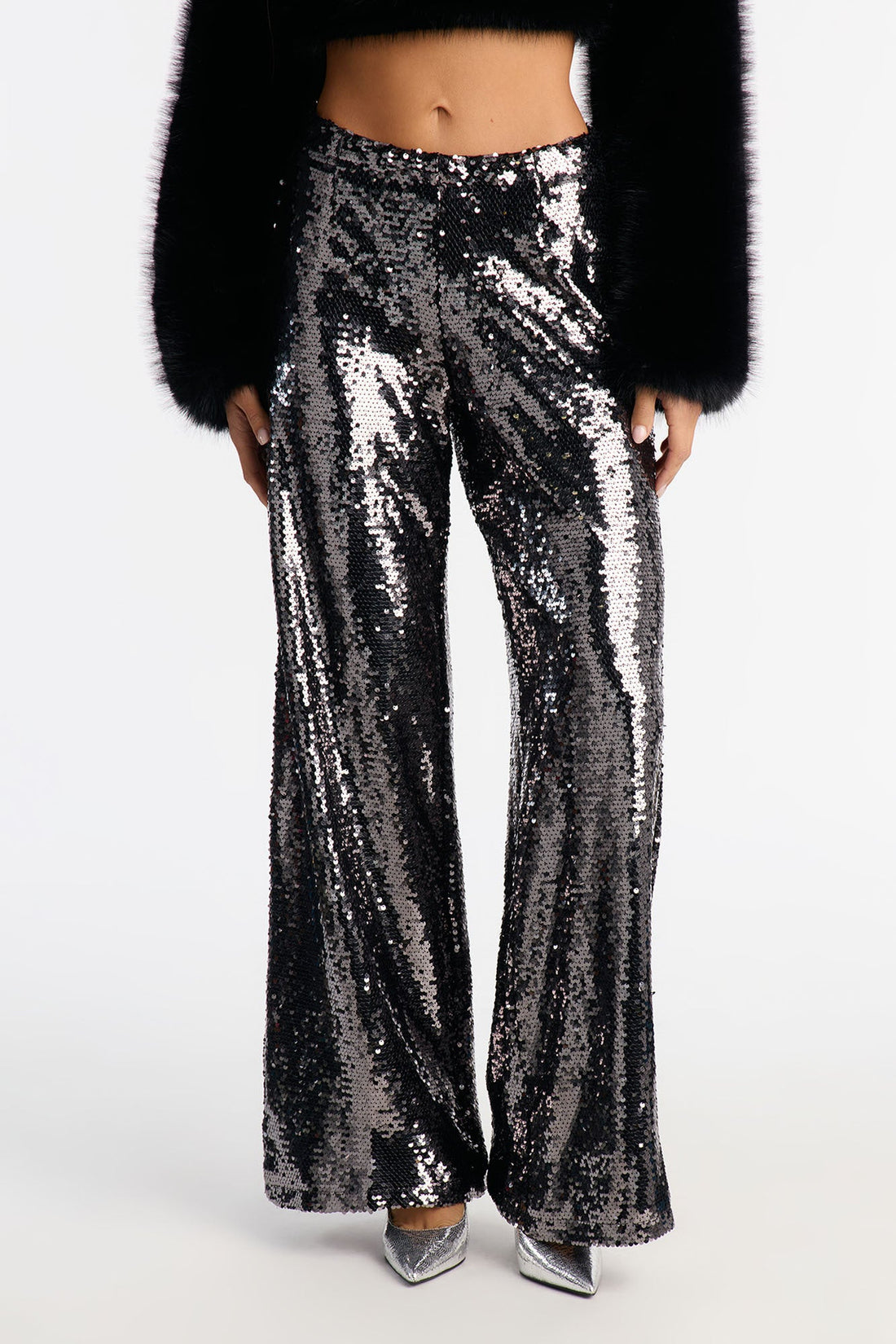 Radiant Mood Sequin Wide Leg Pant 33″ - Gunmetal
