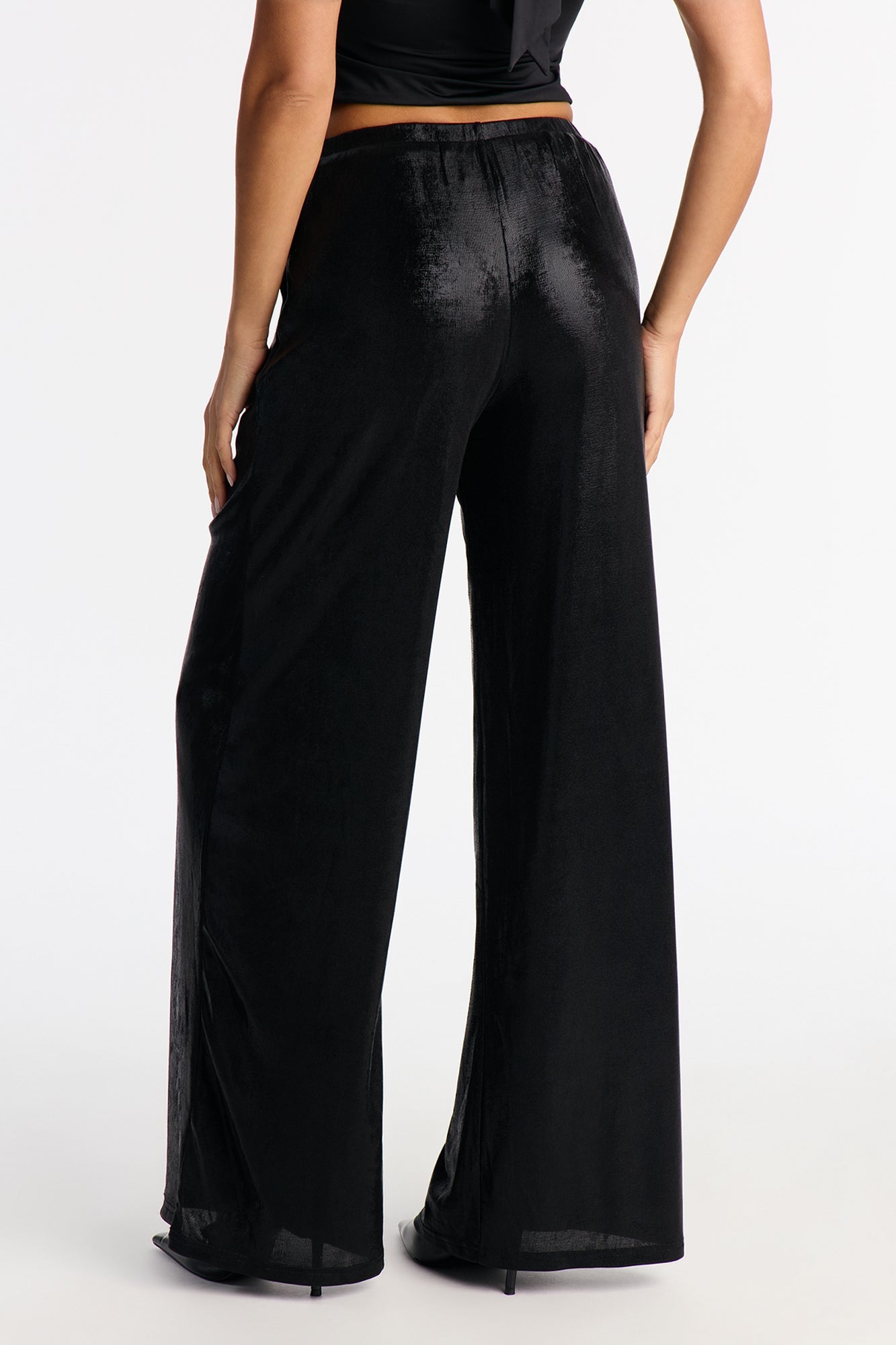 Luxe Aura Shimmer Wide Leg Pant 32″ - Black