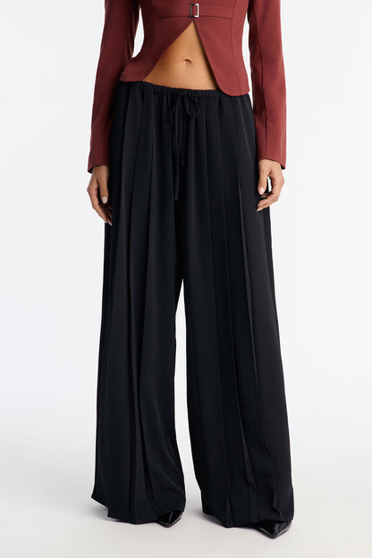 Cara Mid Rise Wide Leg Pant 32″ - Black