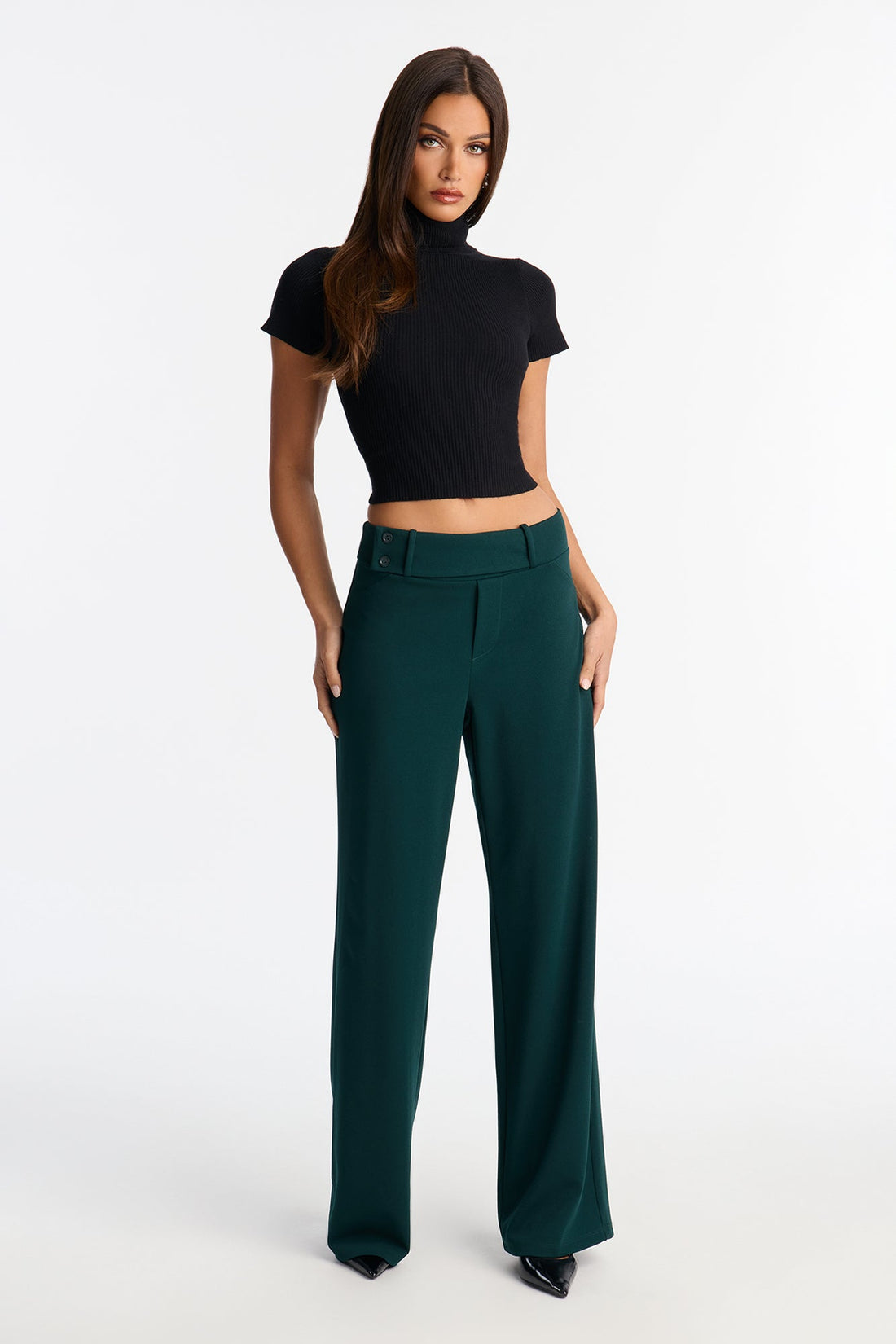 Office Tea Straight Leg Trouser Pant - Hunter Green