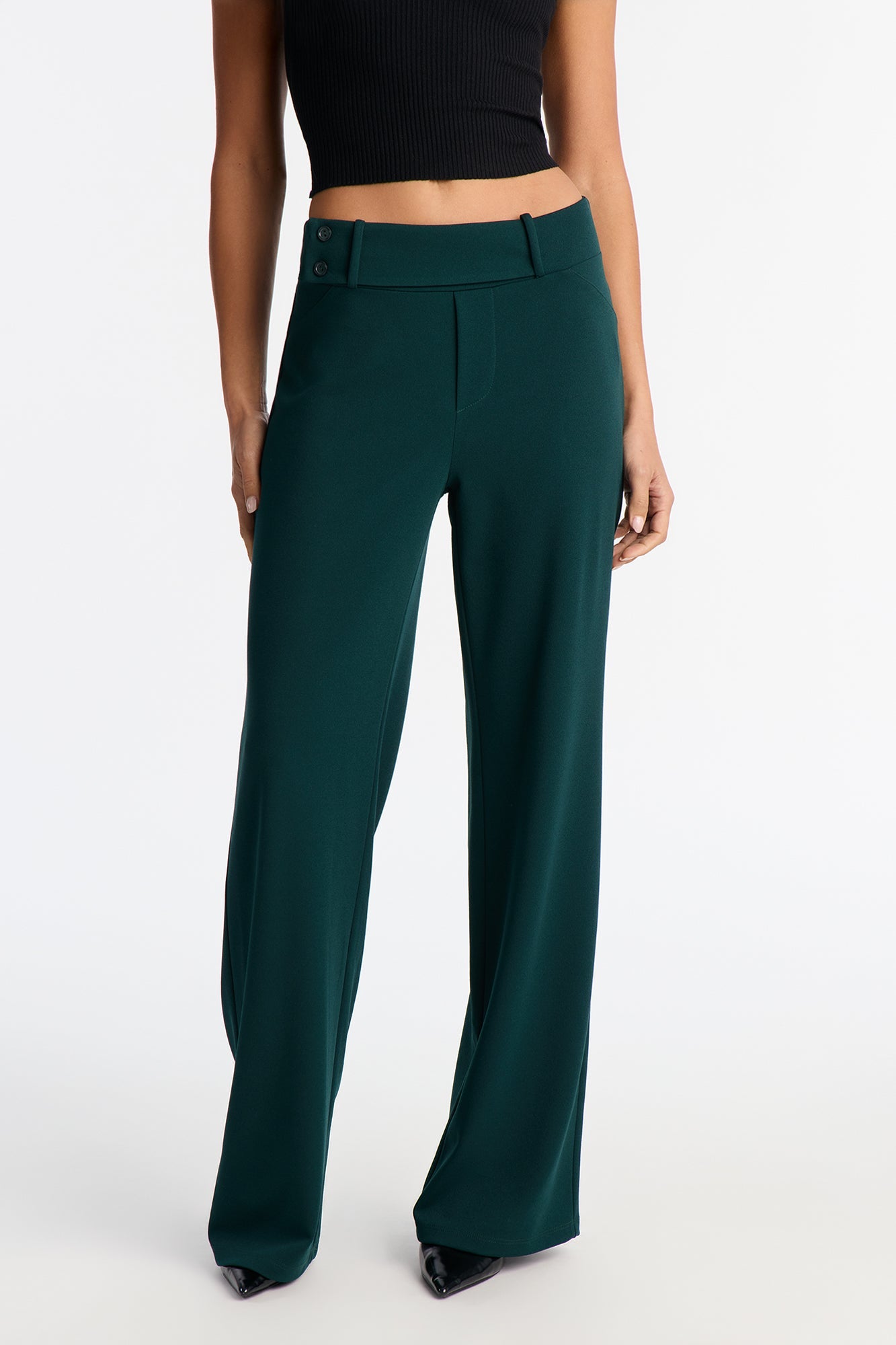 Office Tea Straight Leg Trouser Pant - Hunter Green