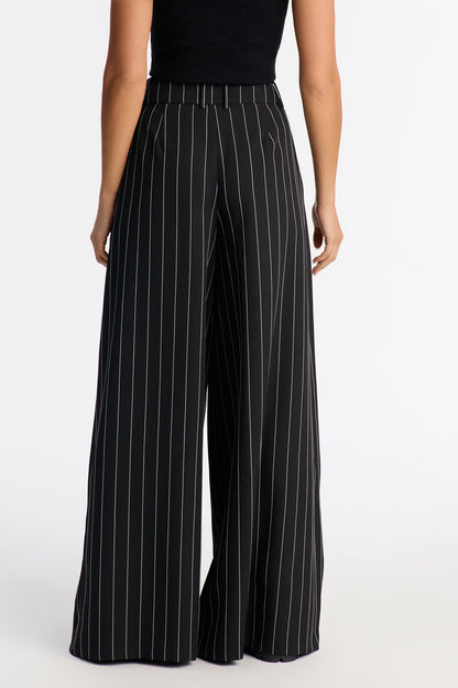 Felicity Pinstripe Wide Leg Trouser Pant 33″ - Black/combo