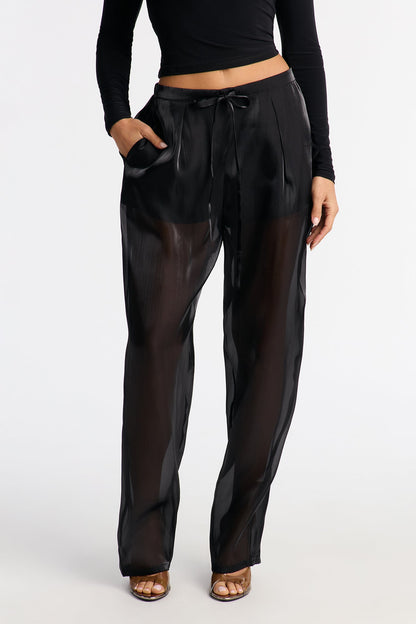 Midnight Madness High Rise Sheer Barrel Leg Pant 32″ - Black