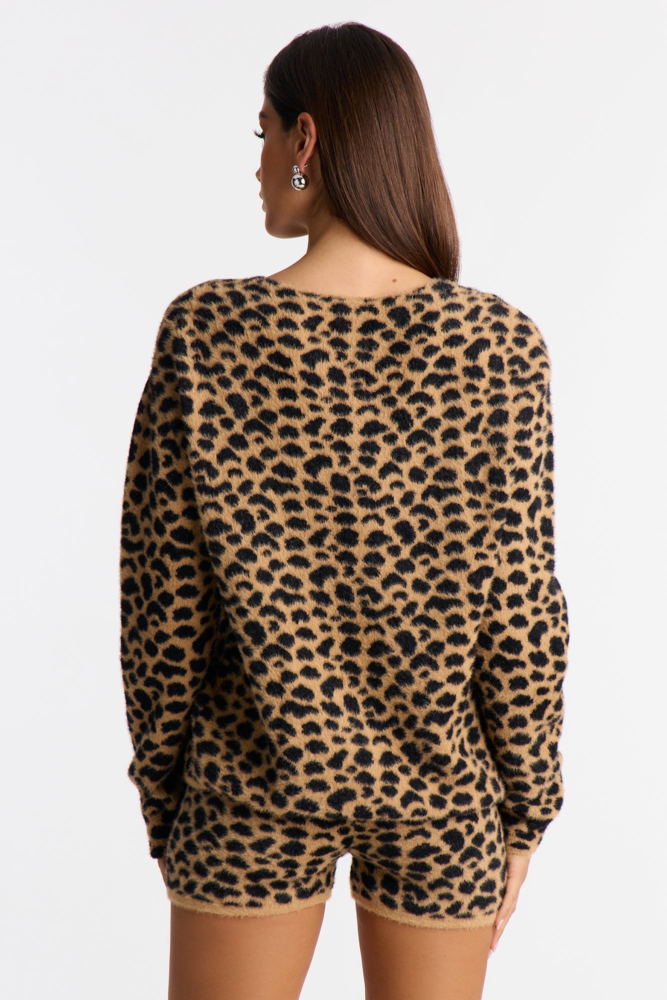 Wild Intentions Leopard Sweater Micro Short Set - Brown