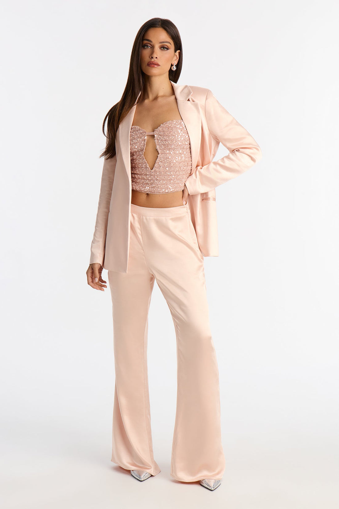 Flawless Energy Satin Flare Pant 32″ - Pink