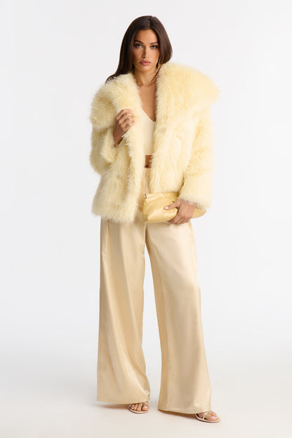 Winter Party Faux Fur Coat - Yellow