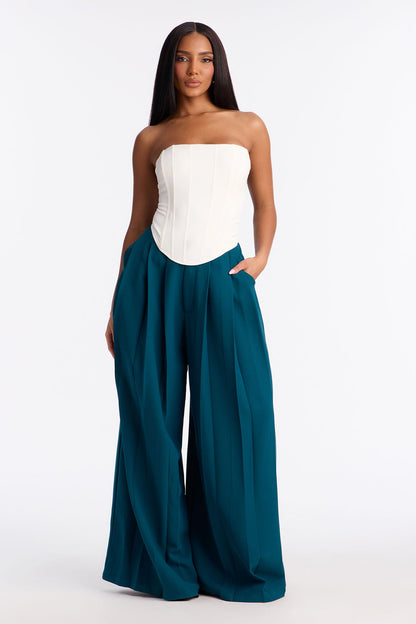 Blaire Wide Leg Trouser - Teal