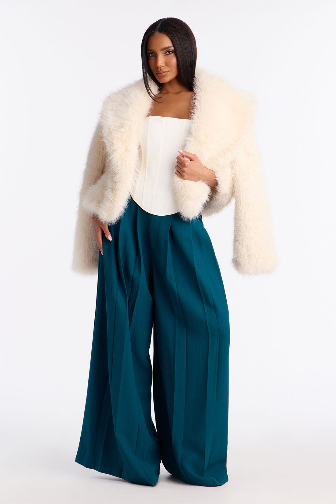 Blaire Wide Leg Trouser - Teal