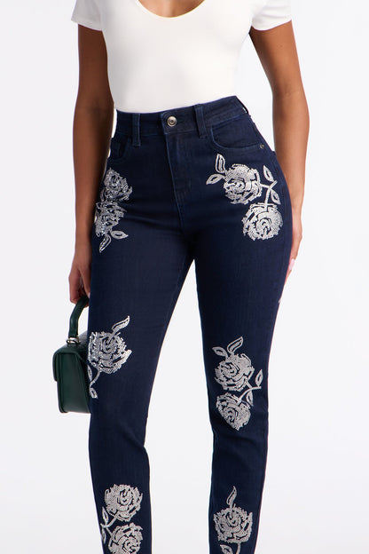 Rosie Embellished Skinny Jeans - Dark Denim