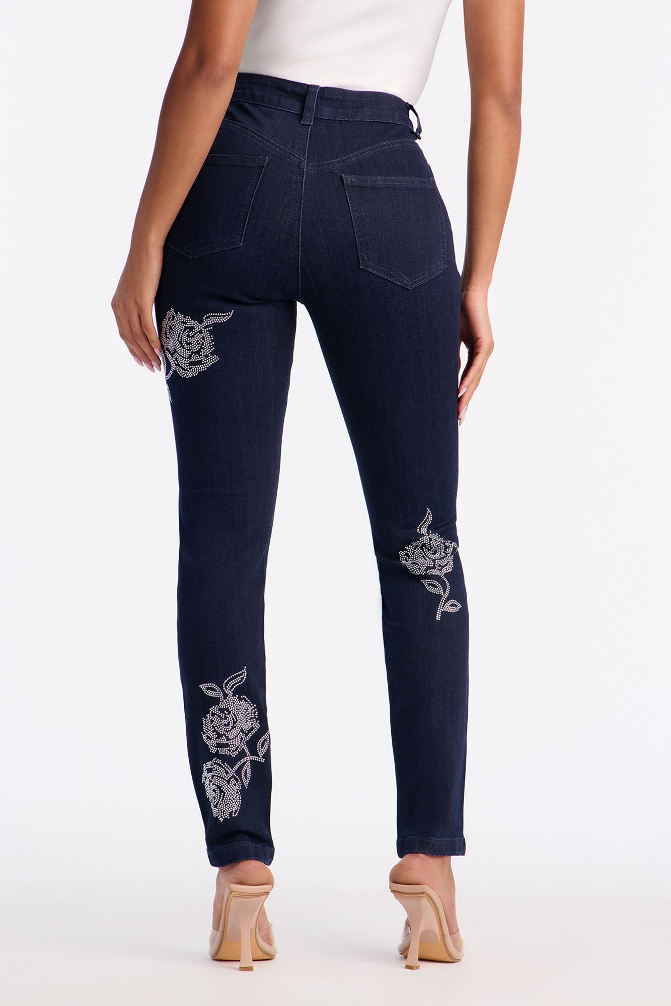 Rosie Embellished Skinny Jeans - Dark Denim