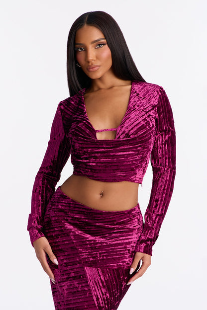 Elena Velvet Skirt Set - Eggplant