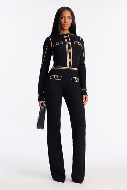 Rosie Sweater Long Sleeve Jumpsuit - Black