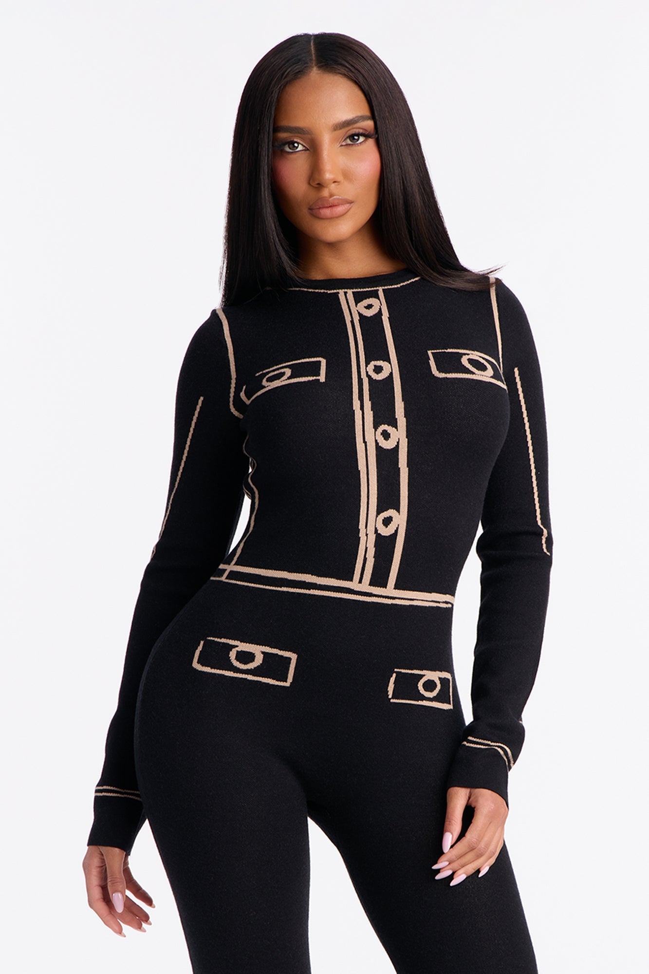 Rosie Sweater Long Sleeve Jumpsuit - Black