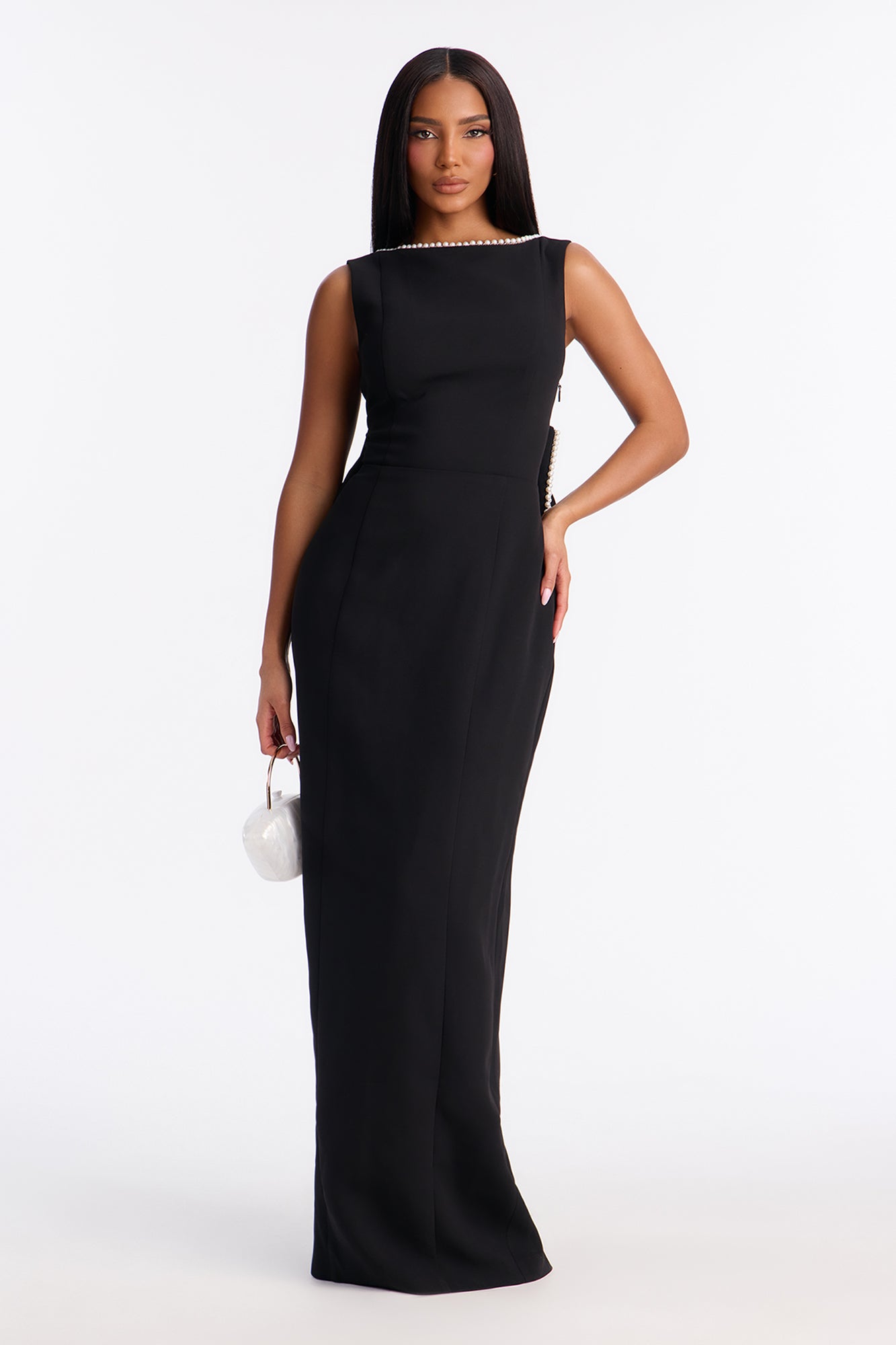 Elegant And Elevated Bow Gown - Black
