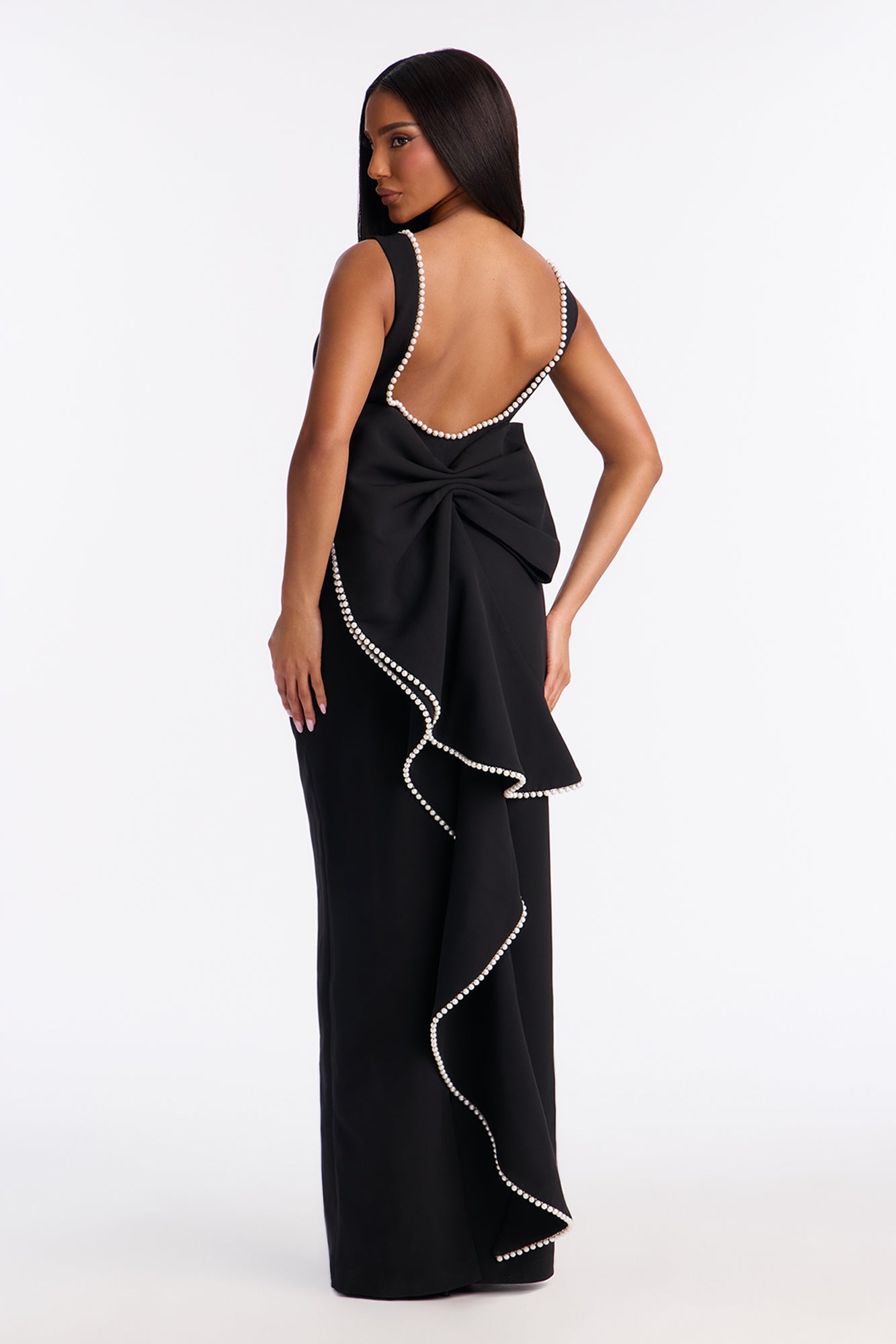 Elegant And Elevated Bow Gown - Black