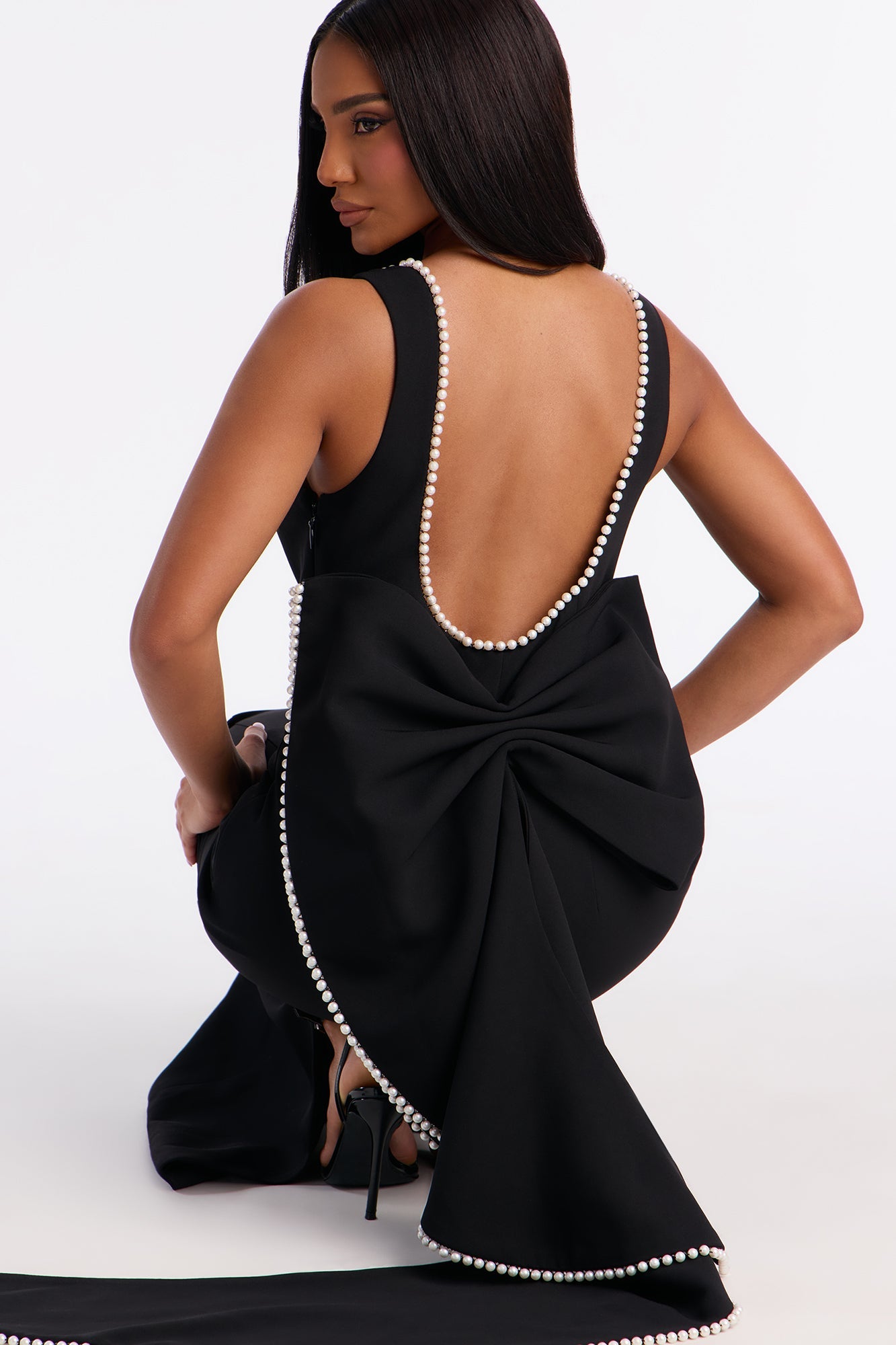 Elegant And Elevated Bow Gown - Black