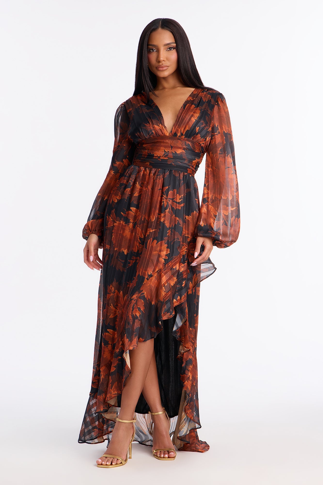 Only Sweet Floral Maxi Dress - Black/Orange