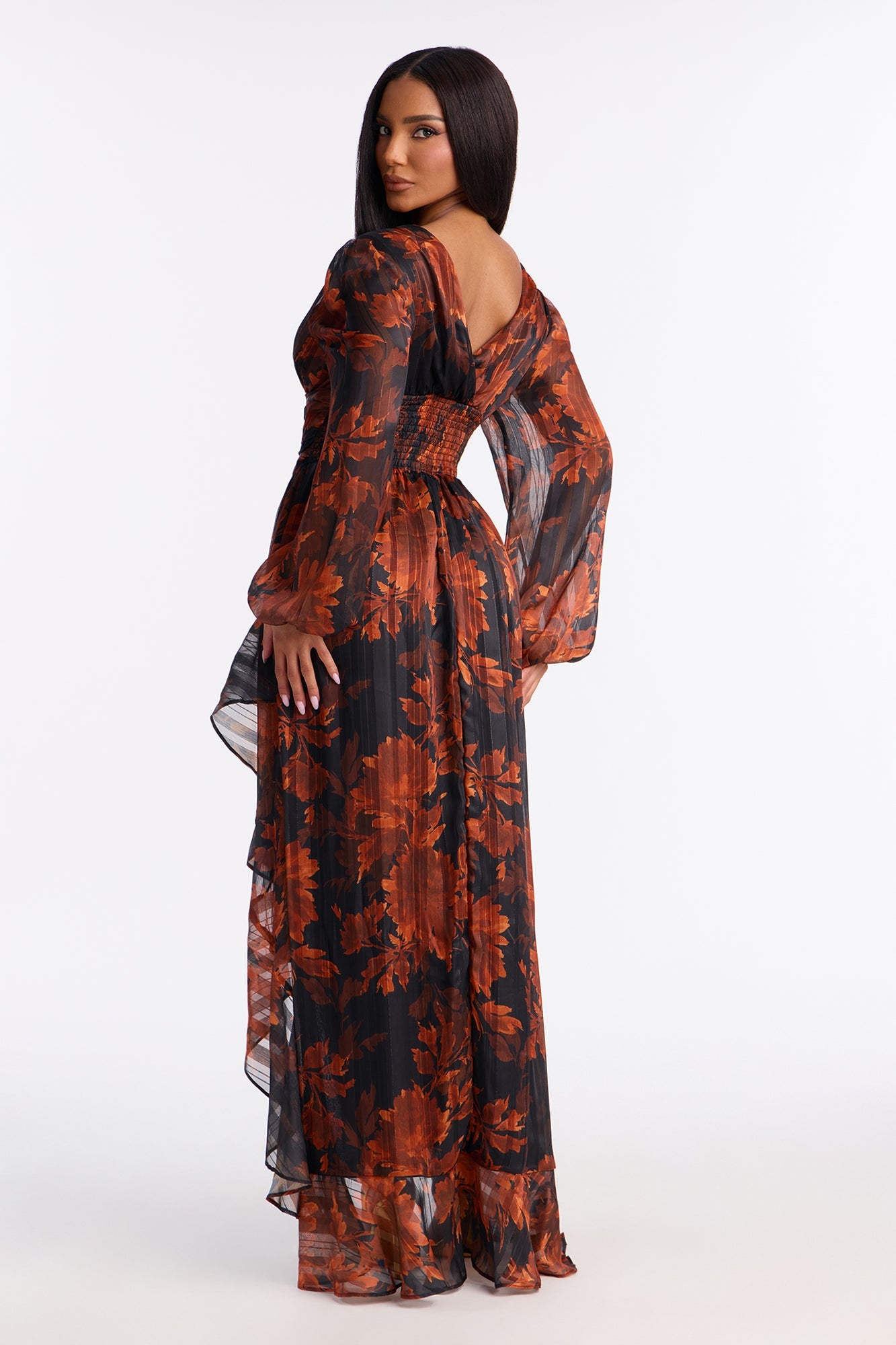 Only Sweet Floral Maxi Dress - Black/Orange