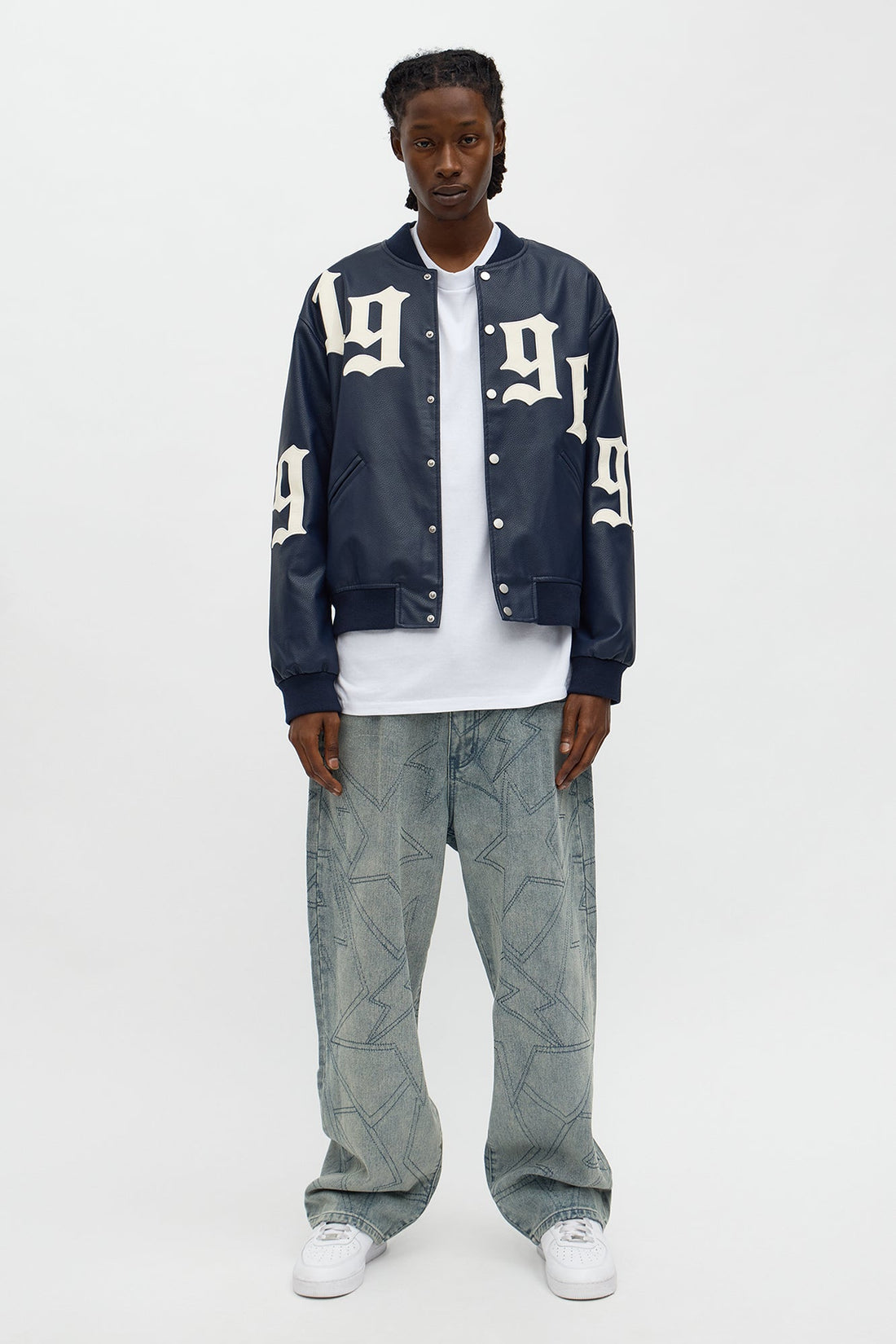 Baggy All Star Embroidered Jean - Vintage Blue Wash