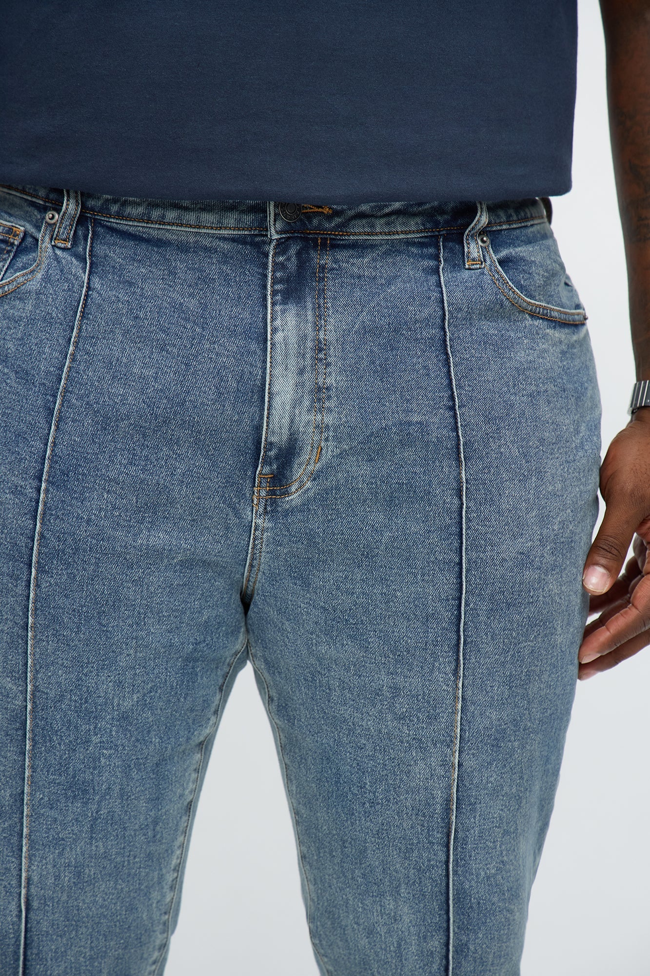Stacked Skinny Flare Runaway Seam Jean - Medium Blue Wash