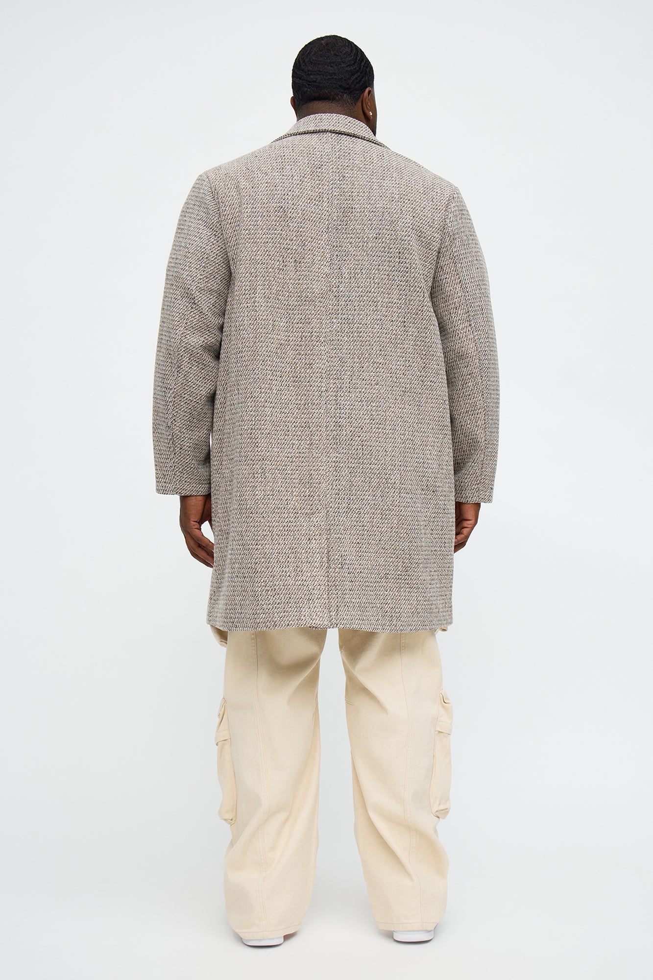 Textured Weaved Side Street Car Coat - Beige