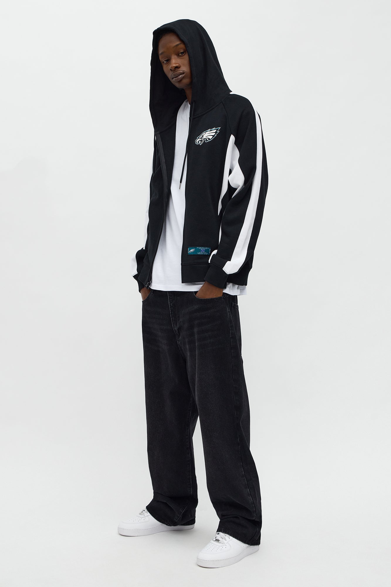 Eagles Monster Oversized Zip Up Hoodie - Black