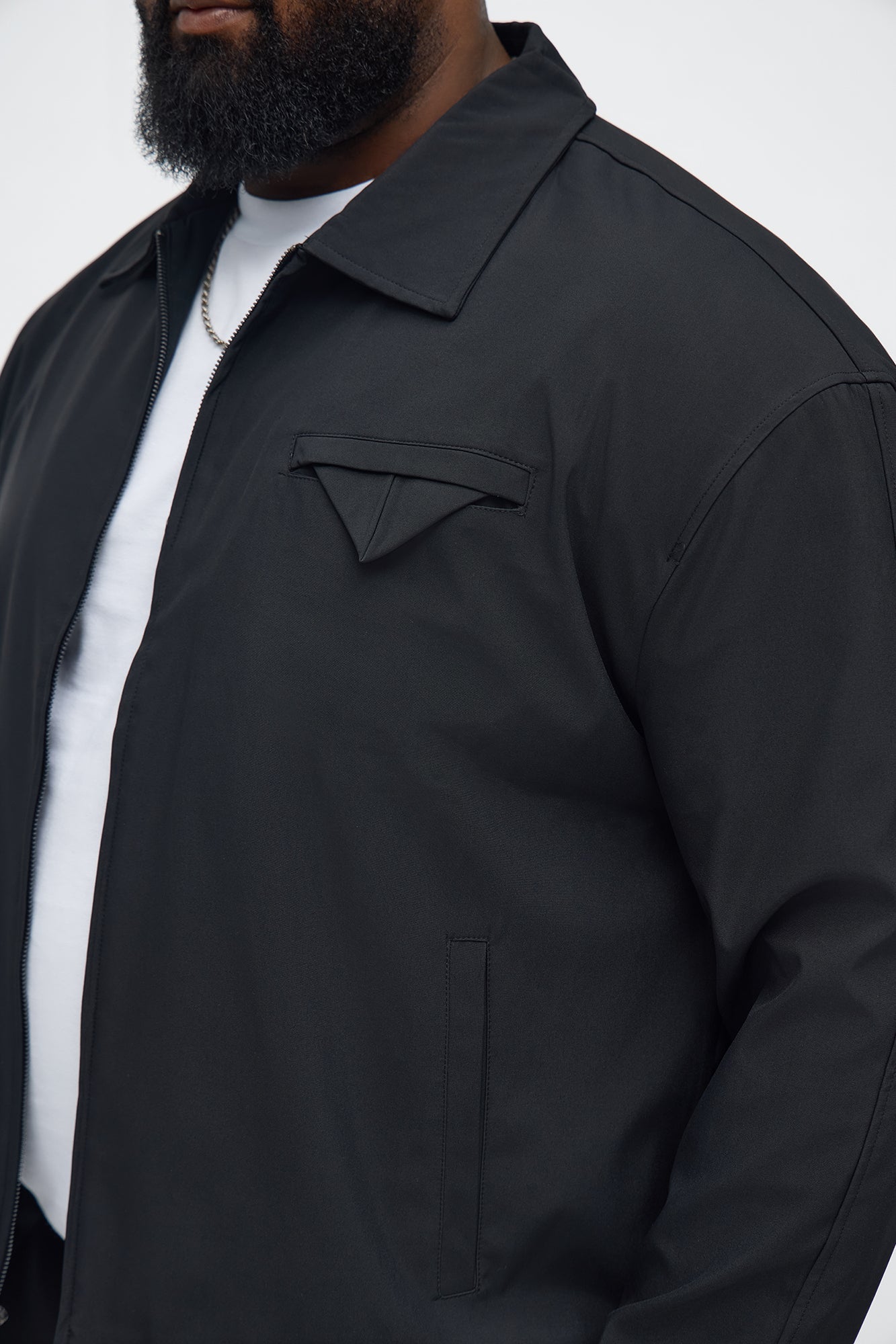 Cropped Pearl Work Jacket - Black