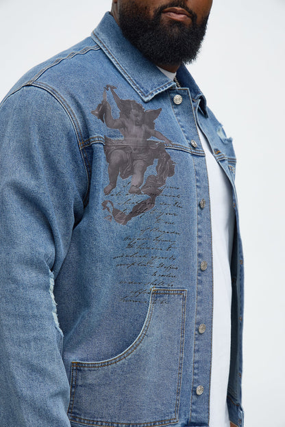Scripted Streets Denim Trucker Jacket - Vintage Blue Wash