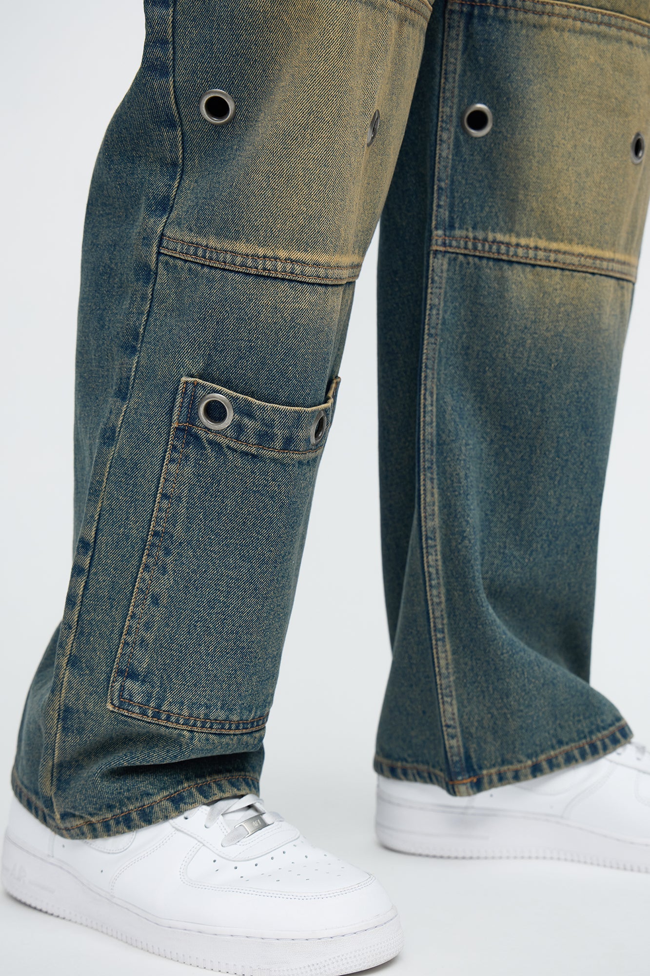 Baggy Eyelet Jean - Vintage Blue Wash